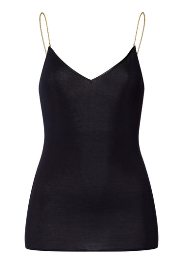 Cotton Seamless Cotton Camisole With Jewelry Strap | Black 71613-019